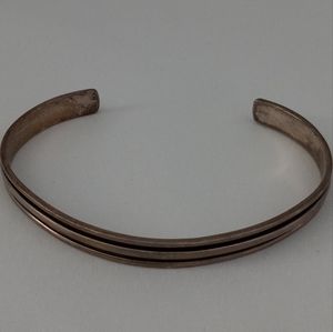 925 Sterling Silver Black Striped Cuff Bracelet